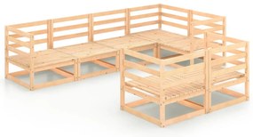 vidaXL 7 pcs conjunto lounge de jardim pinho maciço