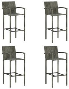 vidaXL Bancos de bar 4 pcs vime PE cinzento