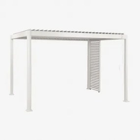 Pérgola Bioclimática De Alumínio Com Lâminas E Painel Druvia Gardénia Branco & Pérgula De 3x4 M Com 1 Painel De 90,5 Cm - Sklum
