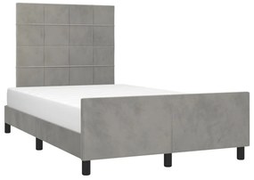 Estrutura de cama sem colchão cinza claro Veludo