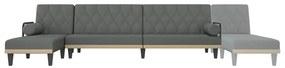 Sofá-cama em forma de L 260x140x70 cm tecido cinzento-escuro