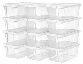 SONGMICS Conjunto de 12 caixas de sapatos Caixas de armazenamento para sapatos Caixa de armazenamento de sapatos Transparente Com tampa de plástico para sapatos até o tamanho 41 LSP12WT