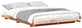 Estrutura de cama de chão Castanho-mel 160 x 220 cm