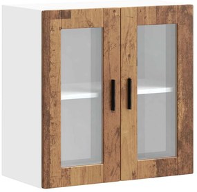 vidaXL Armário de parede de cozinha porta de vidro Porto madeira velha