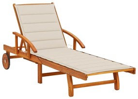 vidaXL Espreguiçadeira de jardim com almofadão madeira acácia maciça