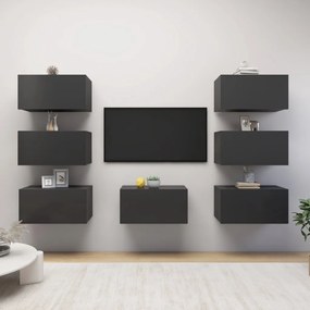 Móveis de TV 7 pcs 30,5x30x60 cm derivados de madeira cinzento