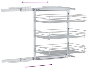 Unidade cestos arame para cozinha 3 pcs 47x35x56 cm prateado