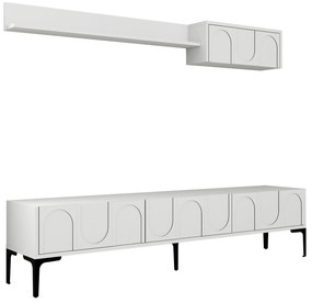 Unidade TV Lyon – Branco e Preto – TV Stand: 180x42x35 cm, Prateleira