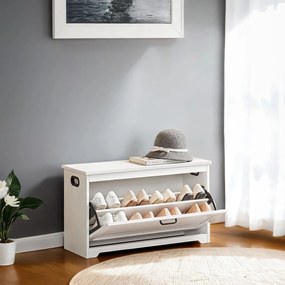 Sapateira com tampa 80 x 30 x 46 cm (C x L x A) Branco