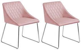 Conjunto de 2 cadeiras em veludo rosa  ARCATA Beliani