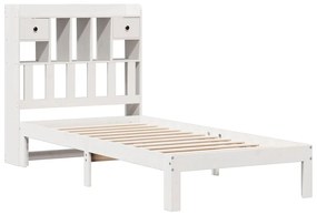 Cama com estante sem colchão 100x200 cm pinho maciço branco