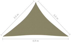 Para-sol tecido oxford triangular 3,5x3,5x4,9 m bege