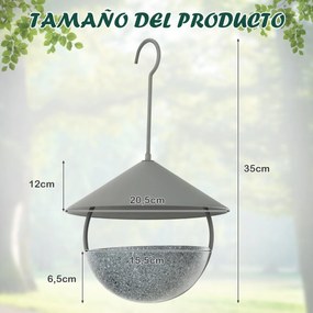 Alimentador de pássaros metálico suspenso 2 em 1 com cúpula à prova de intempéries, gancho e reservatório de água Natural