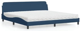 Cama com colchão 200x200 cm tecido azul