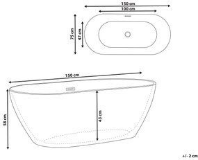 Banheira autónoma oval 150 cm em branco CARRERA Beliani