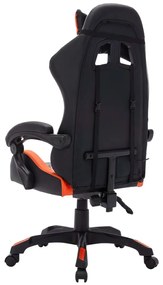 Cadeira estilo corrida luzes LED RGB couro artif. laranja/preto