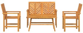 Conjunto de Lounge para Jardim de 4 Peças de Madeira Sólida de Acácia