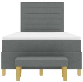Cama com Molas com Colchão e Banco Cinza Escuro 120x190 cm Tecido