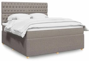 vidaXL Cama com molas/colchão 180x200 cm tecido castanho-acinzentado