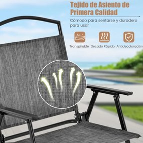 Conjunto de Jardim com mesa de jantar dobráveis e 4 cadeiras dobráveis com tampo de mesa em vidro temperado para jardim, piscina, pátio e terraço Cinz