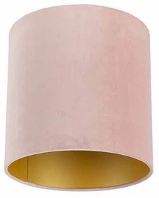 Abajur de veludo rosa 25/25/25 com interior dourado