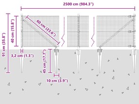 Cerca de Fio Soldado com 13 Estacas Verdes 0.4x25 m Aço