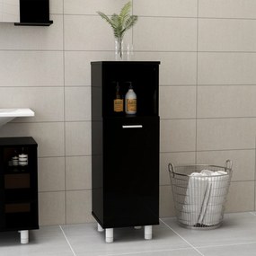 vidaXL Armário casa de banho 30x30x95 cm contraplacado preto brilhante