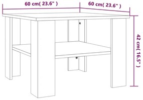 Mesa de centro 60x60x42 cm madeira processada carvalho fumado