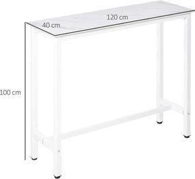 Mesa de Bar Mesa Alta (BANCOS NÃO INCLUIDOS) com Bancada de Efeito Marmorizado e Pés de Metal Estilo Moderna para Cozinha Bistro Cafeteria 120x40x100c