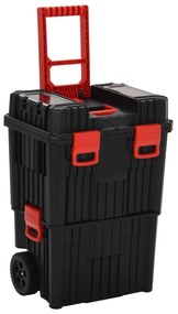 152097 vidaXL Carrinho de ferramentas polipropileno preto e vermelho
