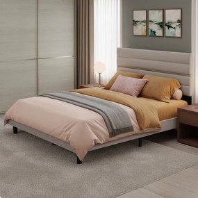 Estrutura de cama de casal, adequada para colchões de 160 x 200 cm (NÃO INCLUIDO) bege