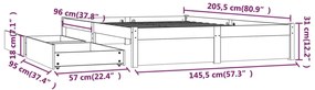 Estrutura de cama com gavetas 140x200 cm cinzento