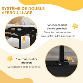 Barreira de segurança para cães, extensível, com duplo bloqueio, 74-80 x 76 cm, preta