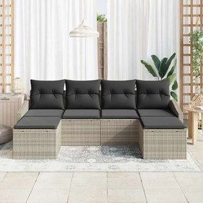 Conjunto de Jantar para Jardim de 6 Peças com Almofadas em Rattan Sint