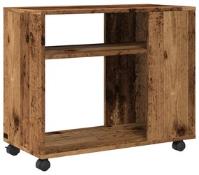 Mesa de apoio c/ rodas 70x35x60 cm deriv. madeira madeira velha