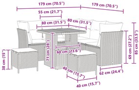 Conjunto de Sofá de Jardim de 8 Peças com Almofadas Cinza Polirattan A