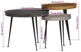 Mesas de centro 3 pcs derivados de madeira multicor