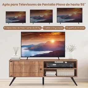 Móvel para TV, 120 x 40 x 44,5 cm, 2 Prateleiras Abertas e 1 Armário, Natural