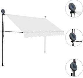 Toldo retrátil manual com LED 250 cm creme