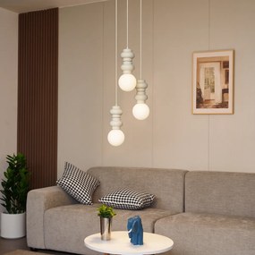 Candeeiro Pendente Retro Bege com Vidro Fosco 3 Luzes - Fedde