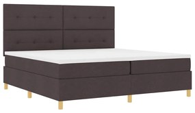 Cama Box Spring com Colchão e LED Marrom Escuro 200x200 cm Tecido