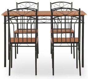 5 pcs conjunto de jantar em MDF e aço castanho
