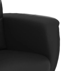 Cadeira reclinável com apoio de pés couro artificial preto