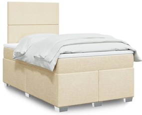 vidaXL Cama com molas/colchão 120x200 cm tecido cor creme