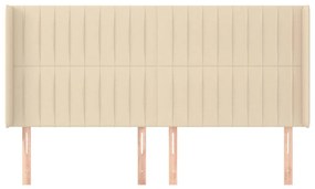 Cabeceira de cama c/ abas tecido 163x16x118/128 cm cor crème