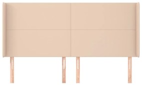 Cabeceira cama c/ abas couro artif. 203x16x118/128cm cappuccino