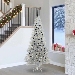 vidaXL Árvore de Natal com 300 LEDs com suporte Prateado 240 cm PET