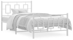 Estrutura de cama com cabeceira e pés 100x190 cm metal branco