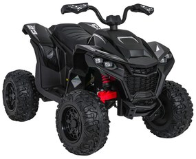 Moto 4 elétrica para crianças 12V 4x4 Fast Wheel, Controle remoto, Rodas Espuma EVA, assento couro ecológico Preta