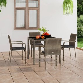 vidaXL Cadeiras de jardim c/ almofadões 4 pcs vime PE cinzento